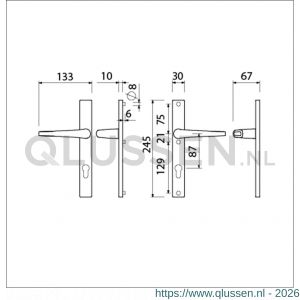 Ami 245/30-357 smalschild-kruk-kruk garnituur deurkruk 357 vastdraaibaar 245/30 profielcilinder PC 87 M5/R6,5 F1 deurdikte 53-57 mm 511750