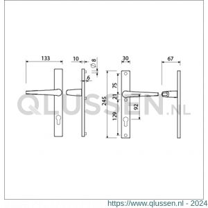 Ami 245/30-357 smalschild-kruk-kruk garnituur deurkruk 357 vastdraaibaar 245/30 profielcilinder PC 92 M5/R6,5 F1 deurdikte 53-57 mm 511760