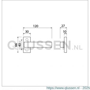 Ami 65/30-353 smalrozet kruk combinatie deurkruk 353 ingekort vastdraaibaar rozet 65/30 R6.5 hartafstand 43 mm F1 520311