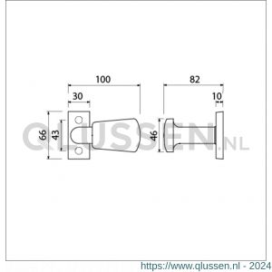 Ami 65/30-166 smalrozet knop combinatie knop 166 vast 65/30 R6.5 hartafstand 43 mm F1 535011