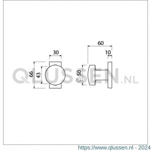 Ami 65/30-169/50 smalrozet knop combinatie knop 169/50 vast 65/30 R6.5 hartafstand 43 mm F1 538121