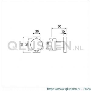 Ami 65/30-169/50 smalrozet knop combinatie knop 169/50 vast 65/30 R6.5 hartafstand 50 mm F1 538125