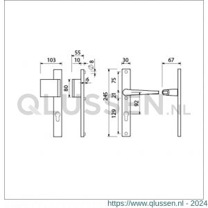 Ami 245/30-90/80 smalschild-duwer-kruk garnituur deurduwer 90/80-245/30 profielcilinder PC 92 M5 links en deurkruk 357 vastdraaibaar profielcilinder PC 92 R5.5 F1 deurdikte 53-57 mm 540661