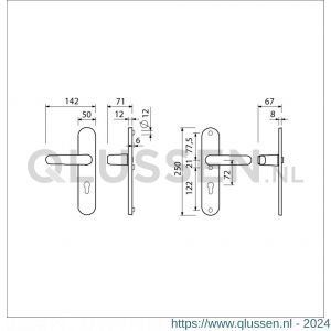 Ami VHB 250/50/1-378 veiligheids Rotaveer kruk-kruk langschildgarnituur SKG*** Archi Design ovaal VHB deurkruk 378 Rota 250/50/1 profielcilinder PC 72 Irox deurdikte 38-42 mm 621202