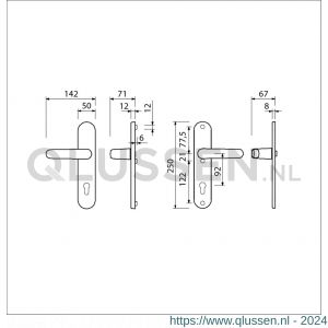 Ami VHB 250/50/1-378 veiligheids Rotaveer kruk-kruk langschildgarnituur SKG*** Archi Design ovaal VHB deurkruk 378 Rota 250/50/1 profielcilinder PC 92 Irox deurdikte 38/42 mm 621302