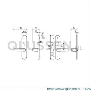 Ami VHB 250/50/1-378 senioren veiligheids Rotaveer kruk-kruk langschildgarnituur SKG** Archi Design ovaal omkeer VHB deurkruk 378 Rota 250/50/1 profielcilinder PC 72 omkeer Irox deurdikte 38-42 mm 621402