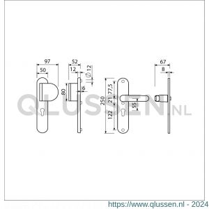 Ami VHB 250/50/1-90/83-378 veiligheids Rotaveer duwer-kruk langschildgarnituur SKG*** Archi Design ovaal VHB 250/50/1 profielcilinder PC 55 deurduwer 90/83 rechts en deurkruk 378 Rota Irox deurdikte 38-42 mm 621501