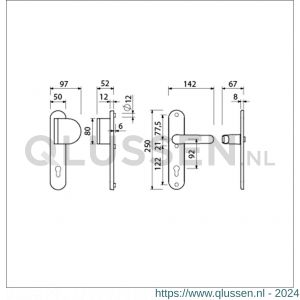 Ami VHB 250/50/1-90/83-378 veiligheids Rotaveer duwer-kruk langschildgarnituur SKG*** Archi Design ovaal VHB 250/50/1 profielcilinder PC 92 deurduwer 90/83 rechts en deurkruk 378 Rota Irox deurdikte 38-42 mm 621701