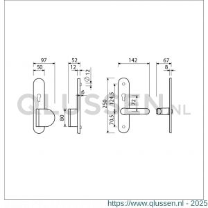 Ami VHB 250/50/1-90/83-378 senioren veiligheids Rotaveer duwer-kruk langschildgarnituur SKG** Archi Design ovaal omkeer VHB 250/50/1 profielcilinder PC 72 omkeer deurduwer 90/83 rechts en deurkruk 378 Rota Irox deurdikte 38-42 mm 621801