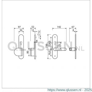 Ami VHB 250/50/1-90/83-378 senioren veiligheids Rotaveer duwer-kruk langschildgarnituur SKG** Archi Design ovaal omkeer VHB 250/50/1 profielcilinder PC 72 omkeer deurduwer 90/83 links en deurkruk 378 Rota Irox deurdikte 38-42 mm 621851