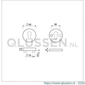 Ami VHB rond rozet veiligheidsrozet SKG*** Archi Design VHB rondrozet buiten en binnen profielcilinder PC Irox deurdikte 38-42 mm 622001