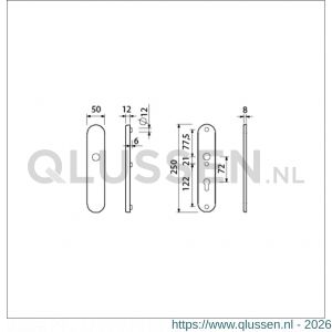 Ami VHB 250/50/1 veiligheidslangschild SKG*** Archi Design ovaal VHB 250/50/1 buiten blind binnen profielcilinder PC 72 Irox deurdikte 38-42 mm 622106
