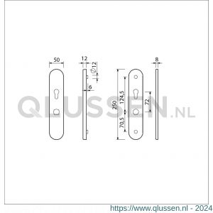 Ami VHB 250/50/1 senioren veiligheidslangschild SKG** Archi Design ovaal omkeer VHB 250/50/1 buiten en binnen profielcilinder PC 72 omkeer Irox deurdikte 38-42 mm 622110