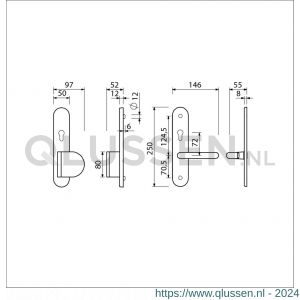 Ami VHB 250/50/1-90/83 senioren veiligheidsvoordeur-duwerlangschildgarnituur SKG** Archi Design ovaal omkeer VHB 250/50/1 profielcilinder PC 72 omkeer deurduwer 90/83 rechts en deurkruk 356 Irox deurdikte 38-42 mm 622194