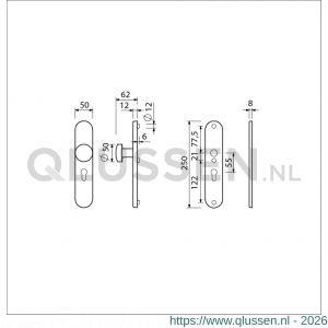 Ami VHB 250/50/1-169/50 veiligheidsvoordeur-knoplangschildgarnituur SKG*** Archi Design ovaal VHB 250/50/1 knop 169/50 profielcilinder PC 55 en zonder deurkruk Irox deurdikte 38-42 mm 622260