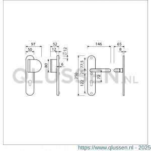 Ami VHB 250/50/1-90/83 veiligheidsvoordeur-duwerlangschildgarnituur SKG*** Archi Design ovaal VHB 250/50/1 profielcilinder PC 72 deurduwer 90/83 rechts en deurkruk 356 Irox deurdikte 38-42 mm 622405