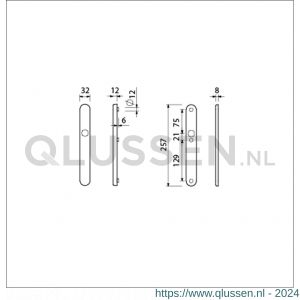 Ami VHB 257/32/2 veiligheidssmalschild SKG** Archi Design ovaal VHB 257/32/2 buiten en binnen blind Irox deurdikte 53-57 mm 622500