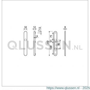 Ami VHB 257/32/2 veiligheidssmalschild SKG** Archi Design ovaal VHB 257/32/2 buiten blind binnen profielcilinder PC 92 Irox deurdikte 53-57 mm 622509