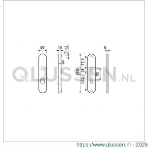 Ami VHB 250/15 KT veiligheidslangschild SKG*** kerntrekbeveiliging Archi Design ovaal VHB 250/15 buiten kerntrek KT 72 binnen profielcilinder PC 72 Irox deurdikte 38-42 mm 623106
