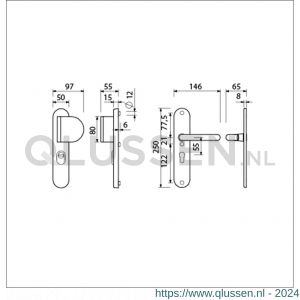 Ami VHB 250/15-90/83 KT veiligheids duwer-kruk langschildgarnituur SKG*** kerntrekbeveiliging Archi Design ovaal VHB 250/50/1 KT 55 deurduwer 90/83 rechts en deurkruk 356 Irox deurdikte 38-42 mm 623161