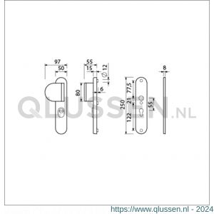 Ami VHB 250/15-90/83 KT veiligheids duwer-kruk langschildgarnituur SKG*** kerntrekbeveiliging Archi Design ovaal VHB 250/50/1 KT 55 deurduwer 90/83 links en zonder deurkruk Irox deurdikte 38-42 mm mm 623164