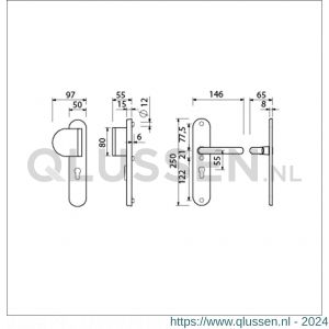 Ami VHB 250/15-90/83 KT veiligheids duwer-kruk langschildgarnituur SKG*** kerntrekbeveiliging Archi Design ovaal VHB 250/50/1 KT 55 deurduwer 90/83 links en deurkruk 356 Irox deurdikte 38-42 mm 623165