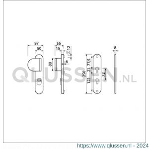 Ami VHB 250/15-90/83 KT veiligheids duwer-kruk langschildgarnituur SKG*** kerntrekbeveiliging Archi Design ovaal VHB 250/50/1 KT 72 deurduwer 90/83 links en zonder deurkruk Irox deurdikte 38-42 mm 623174