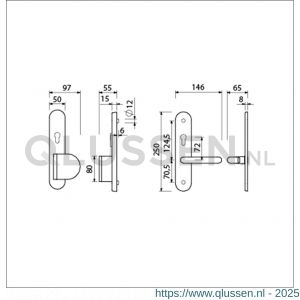 Ami VHB 250/15 KT senioren veiligheidslangschild SKG*** kerntrekbeveiliging Archi Design ovaal omkeer VHB 250/50/1 KT 72 omkeer deurduwer 90/83 rechts en deurkruk 356 Irox deurdikte 38-42 mm 623191