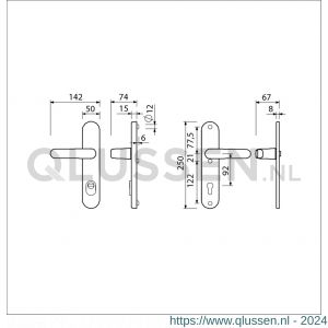 Ami VHB 250/15-378 KT veiligheids Rotaveer kruk-kruk langschildgarnituur SKG*** kerntrekbeveiliging Archi Design VHB 378 Rota 250/50/1 KT 92 en profielcilinder PC 92 Irox deurdikte 38-42 mm 623222