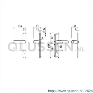 Ami VHB 257/32/2-378 veiligheids Rotaveer kruk-kruk smalschildgarnituur SKG** Archi Design ovaal VHB deurkruk 378 Rota 257/32/2 profielcilinder PC 92 Irox deurdikte 53-57 mm 625219