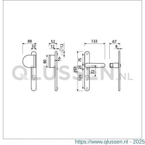 Ami VHB 257/32/2-90/83-378 veiligheids Rotaveer duwer-kruk smalschildgarnituur SKG** Archi Design ovaal VHB 257/32/2 deurduwer 90/83 profielcilinder PC 72 links en deurkruk 378 Rota Irox deurdikte 53-57 mm 625317