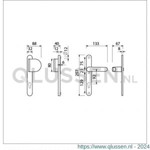 Ami VHB 257/32/2-90/83-378 veiligheids Rotaveer duwer-kruk smalschildgarnituur SKG** Archi Design ovaal VHB 257/32/2 deurduwer 90/83 profielcilinder PC 92 rechts en deurkruk 378 Rota Irox deurdikte 53-57 mm 625328