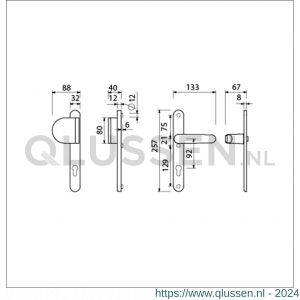 Ami VHB 257/32/2-90/83-378 veiligheids Rotaveer duwer-kruk smalschildgarnituur SKG** Archi Design ovaal VHB 257/32/2 deurduwer 90/83 profielcilinder PC 92 links en deurkruk 378 Rota Irox deurdikte 53-57 mm 625329