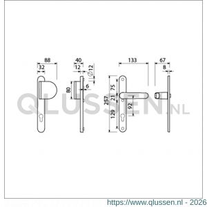 Ami VHB 257/32/2-90/83-378 veiligheids Rotaveer duwer-kruk smalschildgarnituur SKG** Archi Design ovaal VHB 257/32/2 deurduwer 90/83 profielcilinder PC 92 rechts en deurkruk 378 Rota Irox deurdikte 67-73 mm 625330