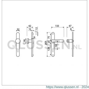 Ami VHB 257/32/2-169/50-378 veiligheids Rotaveer knop-kruk smalschildgarnituur SKG** Archi Design ovaal VHB 257/32/2 knop 169/50 profielcilinder PC 92 en deurkruk 378 Rota Irox deurdikte 53-57 mm 625419