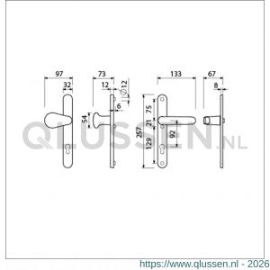 Ami VHB 257/32/2-173-378 veiligheids Rotaveer knop-kruk smalschildgarnituur SKG** Archi Design ovaal VHB 257/32/2 profielcilinder PC 92 knop 173 Varo Irox en deurkruk 378 Rota 257/32/2 profielcilinder PC 92 deurdikte 53-57 mm 625433