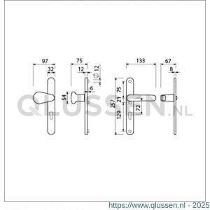 Ami VHB 257/32/2-173-378 veiligheids Rotaveer knop-kruk smalschildgarnituur SKG** Archi Design ovaal VHB knop 173 Rota 257/32/2 profielcilinder PC 72 Irox en deurkruk 378 Rota 257/32/2 profielcilinder PC 72 deurdikte 53-57 mm 625435