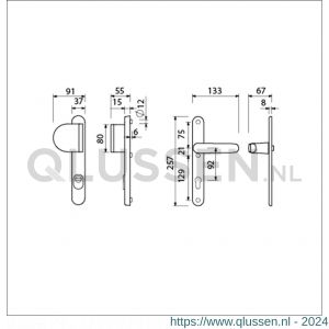 Ami VHB 257/37/15-90/83-378 KT veiligheids Rotaveer duwer-kruk smalschildgarnituur SKG*** kerntrekbeveiliging Archi Design VHB 257/37/2 KT 92 deurduwer 90/83 links en deurkruk 378 Rota 257/32/2 profielcilinder PC 92 Irox deurdikte 53-57 mm 625548