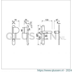 Ami VHB 257/37/15-90/83-378 KT veiligheids Rotaveer duwer-kruk smalschildgarnituur SKG*** kerntrekbeveiliging Archi Design VHB 257/37/2 KT 92 deurduwer 90/83 rechts en deurkruk 378 Rota 257/32/2 profielcilinder PC 92 Irox deurdikte 53-57 mm 625549