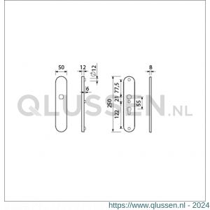 Ami VHB 250/50/1 veiligheidslangschild SKG*** ovaal VHB 250/50/1 buiten en binnen blind F1 deurdikte 38-42 mm 653101