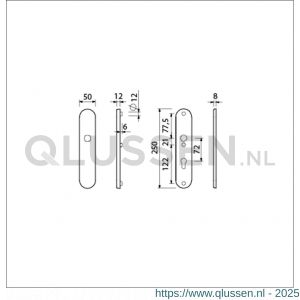 Ami VHB 250/50/1 veiligheidslangschild SKG*** ovaal VHB 250/50/1 buiten blind F1 binnen profielcilinder PC 72 deurdikte 38-42 mm 653105