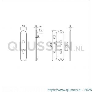 Ami VHB 250/50/1 veiligheidslangschild SKG*** ovaal VHB 250/50/1 buiten en binnen F1 profielcilinder PC 72 deurdikte 38-42 mm 653141