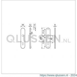 Ami VHB 250/50/1 veiligheidslangschild SKG*** ovaal VHB 250/50/1 buiten en binnen F1 profielcilinder PC 92 deurdikte 53-57 mm 653192