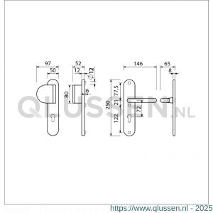 Ami VHB 250/50/1-90/83 veiligheidsvoordeur-duwerlangschildgarnituur SKG*** ovaal VHB 250/50/1 profielcilinder PC 72 deurduwer 90/83 links F1 profielcilinder PC 72 en deurkruk 369 M6 deurdikte 38-42 mm 653455