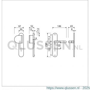 Ami VHB 250/50/1-90/83 veiligheidsvoordeur-duwerlangschildgarnituur SKG*** ovaal VHB 250/50/1 profielcilinder PC 72 deurduwer 90/83 links F1 profielcilinder PC 72 en deurkruk 356 M6 deurdikte 38-42 mm 653460