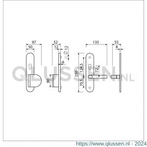 Ami VHB 250/50/1-90/83 senioren veiligheidsvoordeur-duwerlangschildgarnituur SKG** ovaal omkeer VHB 250/50/1 profielcilinder PC 72 omkeer deurduwer 90/83 rechts TS en deurkruk 369 M6 (2 GTS) deurdikte 53-57 mm 653508