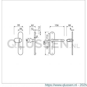 Ami VHB 250/50/1-145-378 veiligheids Rotaveer knop-kruk langschildgarnituur SKG*** ovaal VHB Varo knop 145 250/50/1 buiten en binnen profielcilinder PC 72 en deurkruk 386 Rota F1 deurdikte 53-57 mm 654666