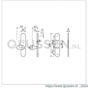 Ami VHB 250/50/1-145 senioren veiligheidsvoordeur-knoplangschildgarnituur SKG** ovaal omkeer VHB 250/50/1 profielcilinder PC 72 omkeer Varo knop 145 en zonder deurkruk F1 deurdikte 38-42 mm 2G 654750