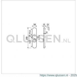 Ami VHB 250/15 KT veiligheidslangschild SKG*** kerntrekbeveiliging ovaal buitenlangschild 250/50/15 KT 55 F1 656004