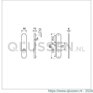 Ami VHB 250/15 KT veiligheidslangschild SKG*** kerntrekbeveiliging ovaal buitenlangschild 250/50/15 KT 72 F1 656006